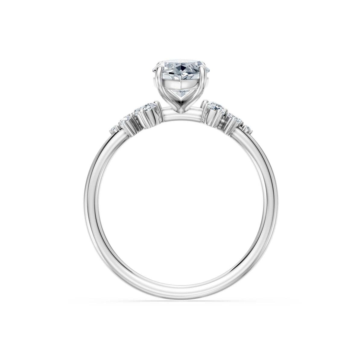 Inel de Logodnă din Aur cu Diamant Central Marquise și Diamante Laterale 1,75 CT
