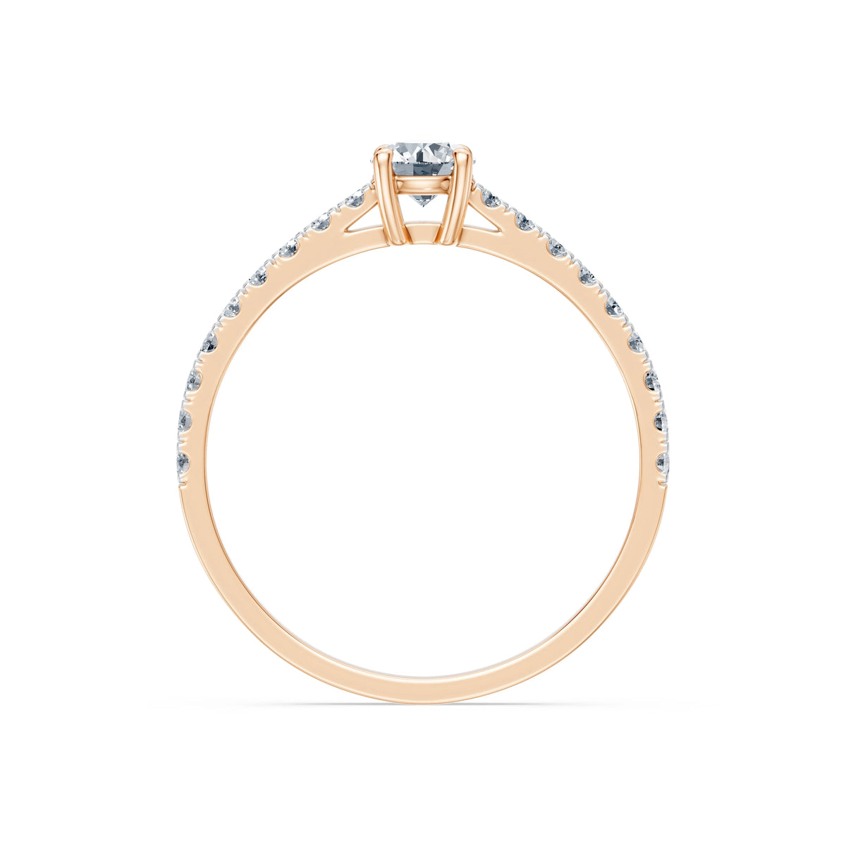 Inel de Logodnă din Aur cu Diamant Central Rotund Briliant și Diamante Laterale 0,53 CT