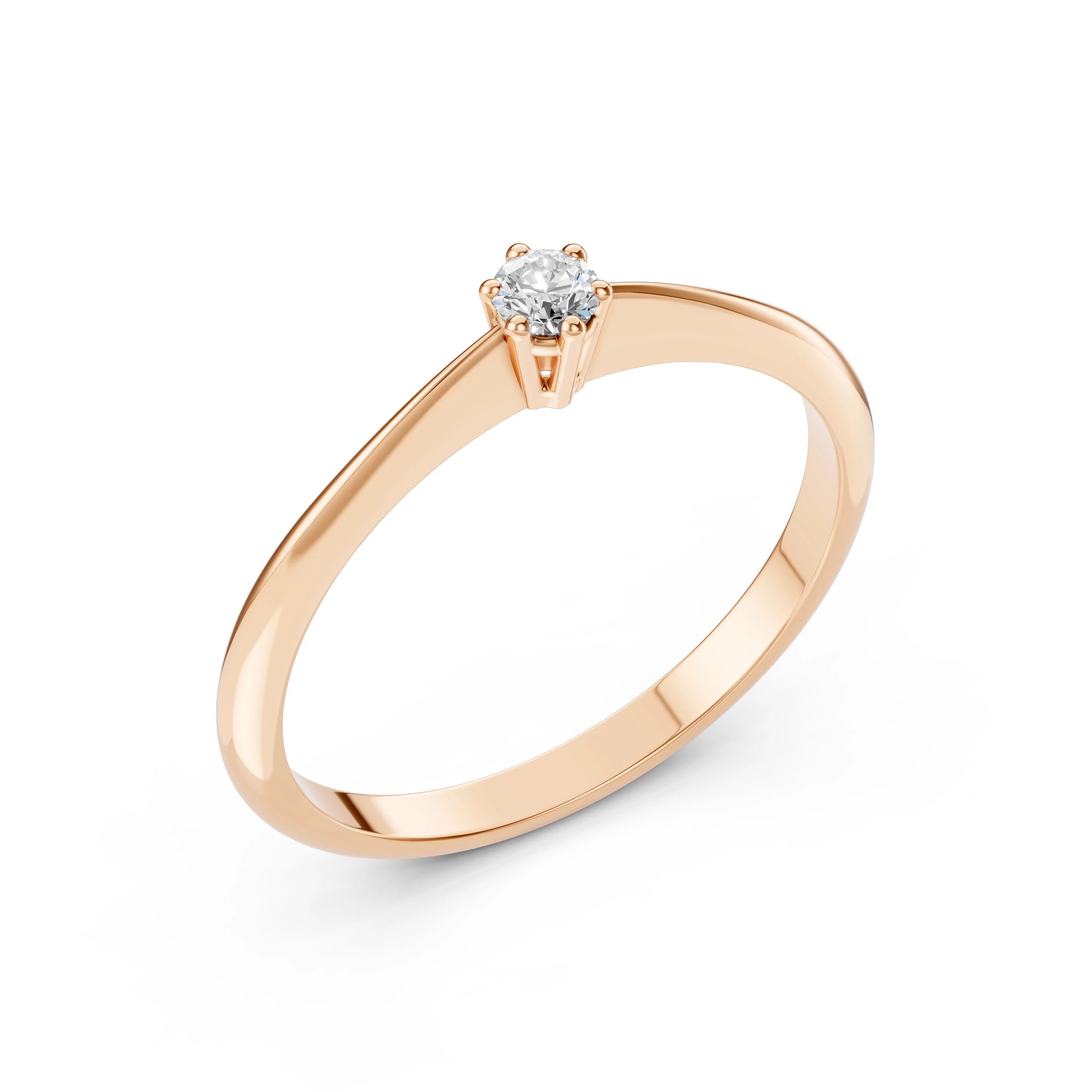 Inel de Logodnă Solitaire din Aur, Diamant Rotund Briliant 0.10 CT