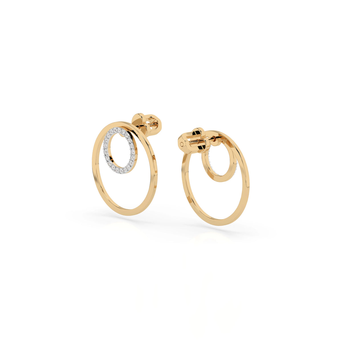 Cercei din Aur cu Diamante, Forma Rotund Briliant, 0,25 CT