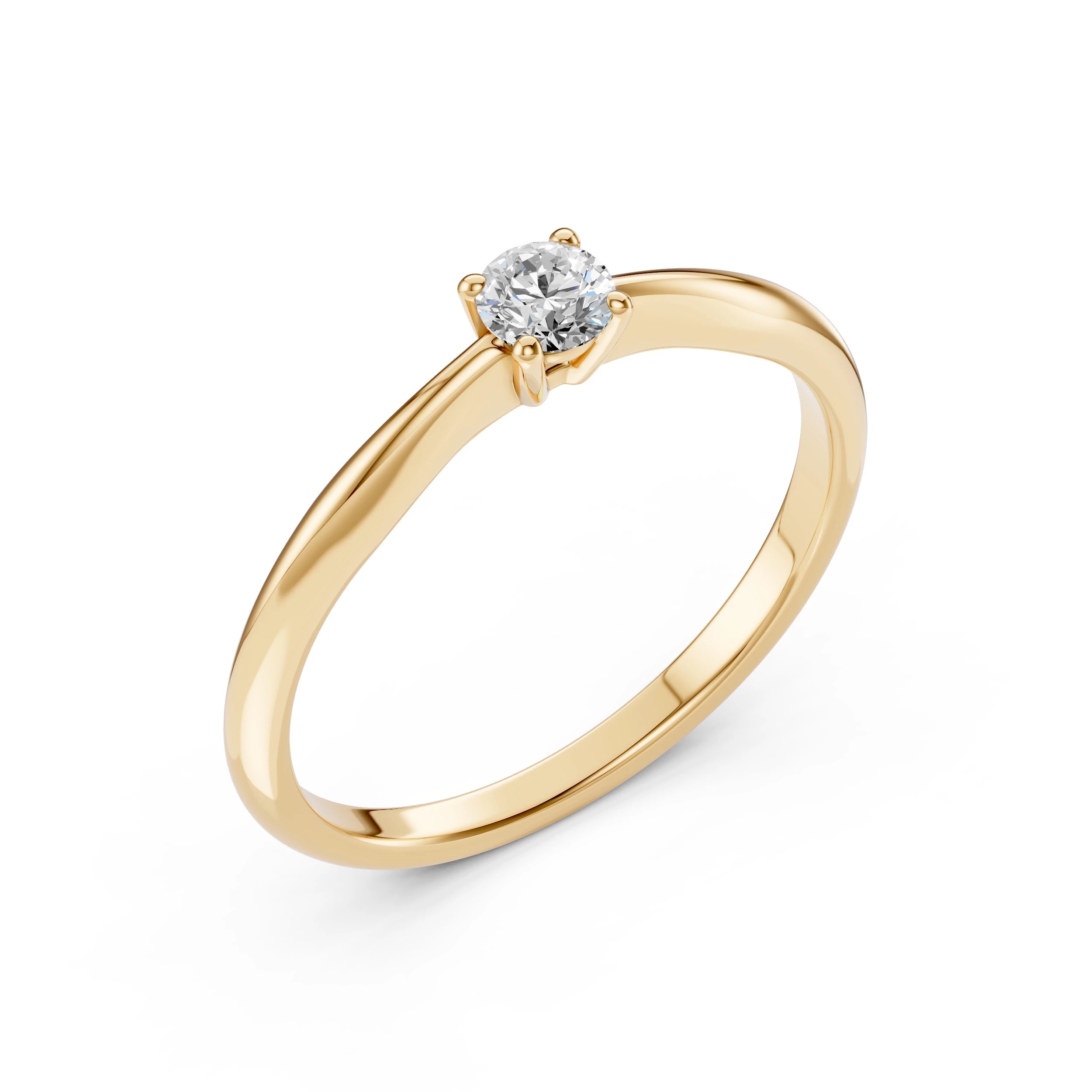 Inel de Logodnă Solitaire din Aur, Diamant Rotund Briliant 0.20 CT