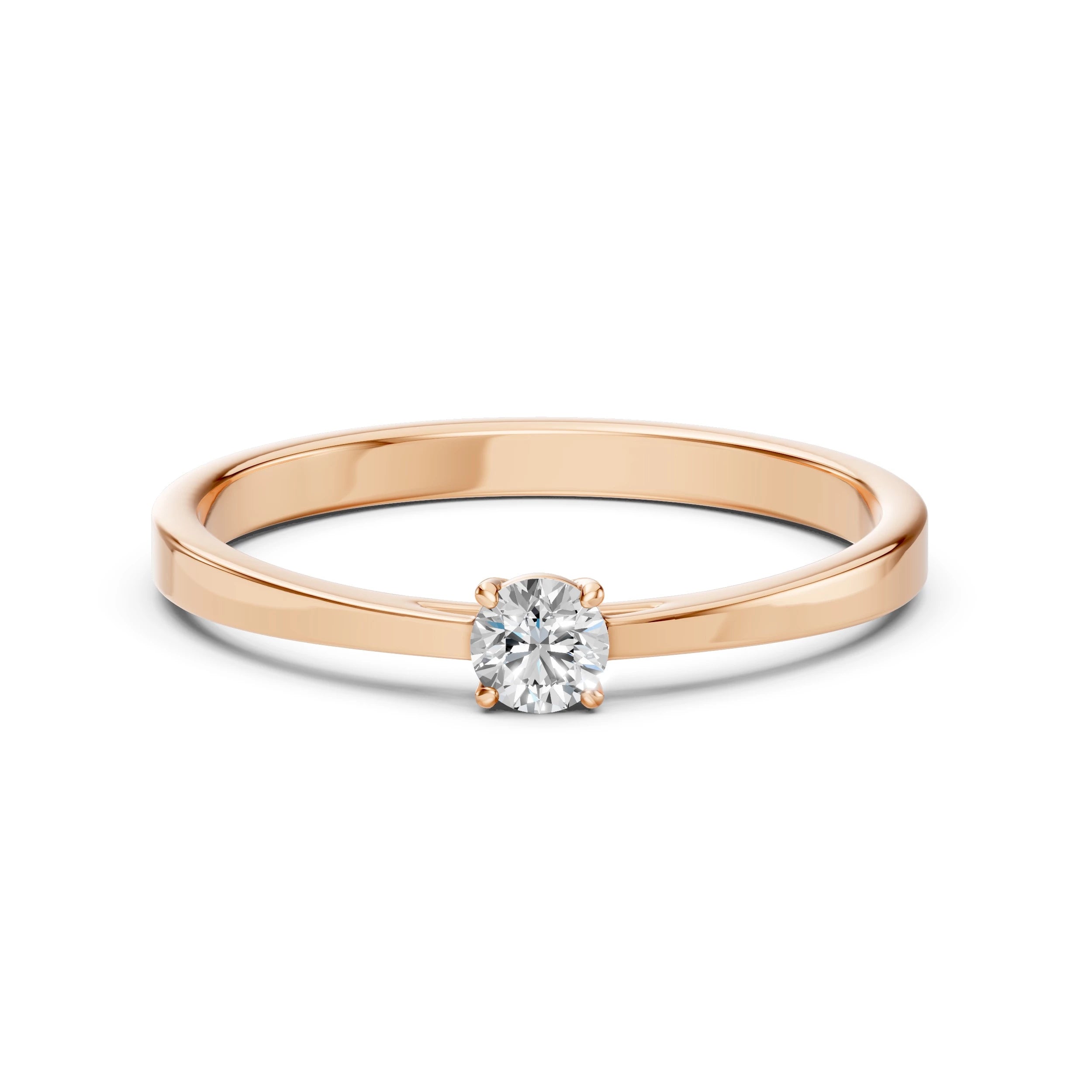 Inel de Logodnă Solitaire din Aur, Diamant Rotund Briliant 0.20 CT
