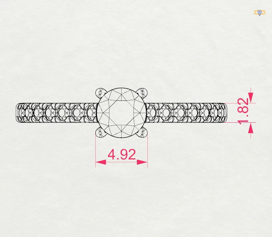 Inel de Logodnă din Aur cu Diamant Central și Diamante Laterale Rotunde 0.61 CT