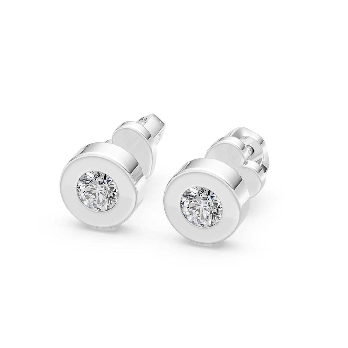 Cercei din Aur cu Diamante, Forma Rotund Briliant, 0,40 CT