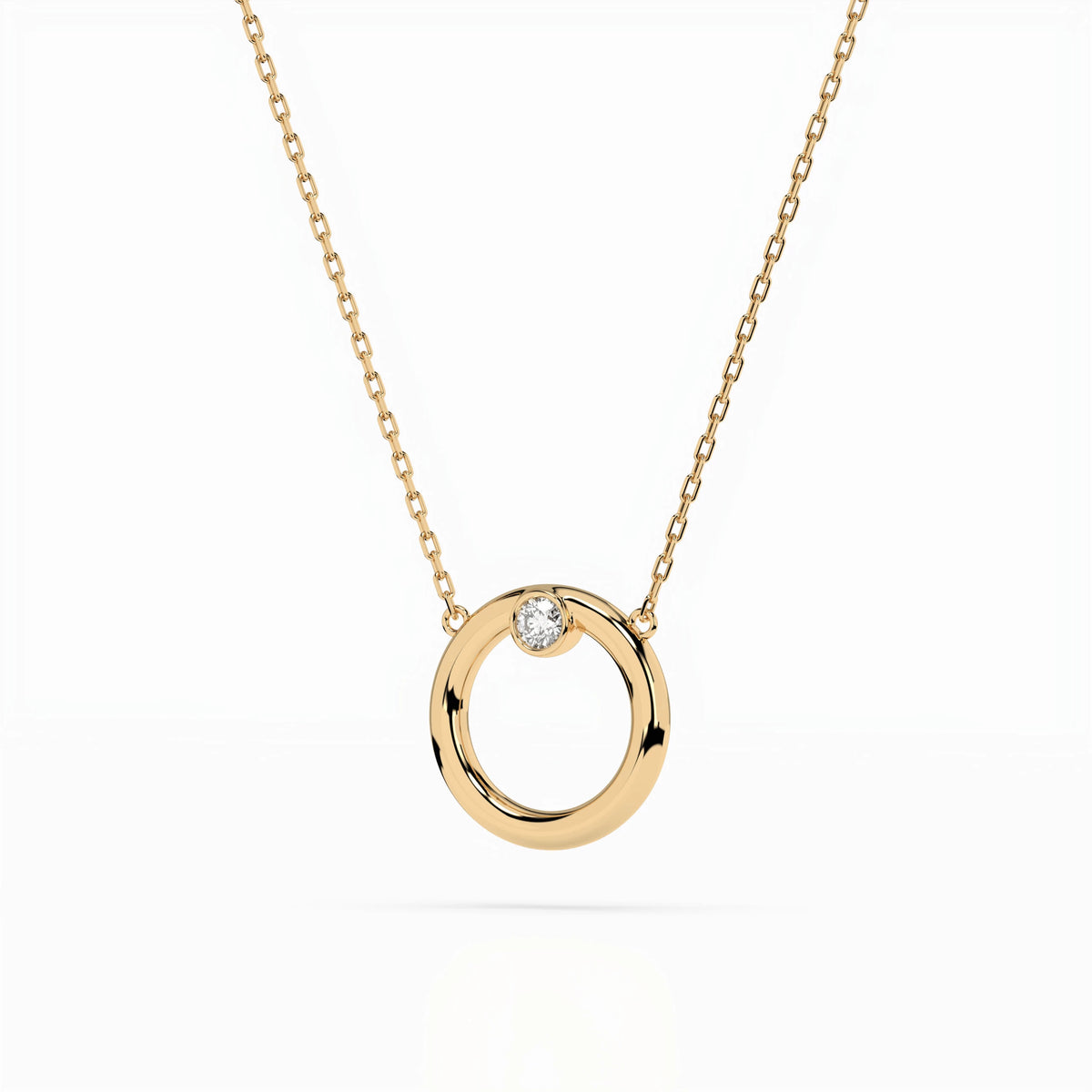 Colier din Aur cu Diamant, Forma Rotund Briliant, 0,03 CT