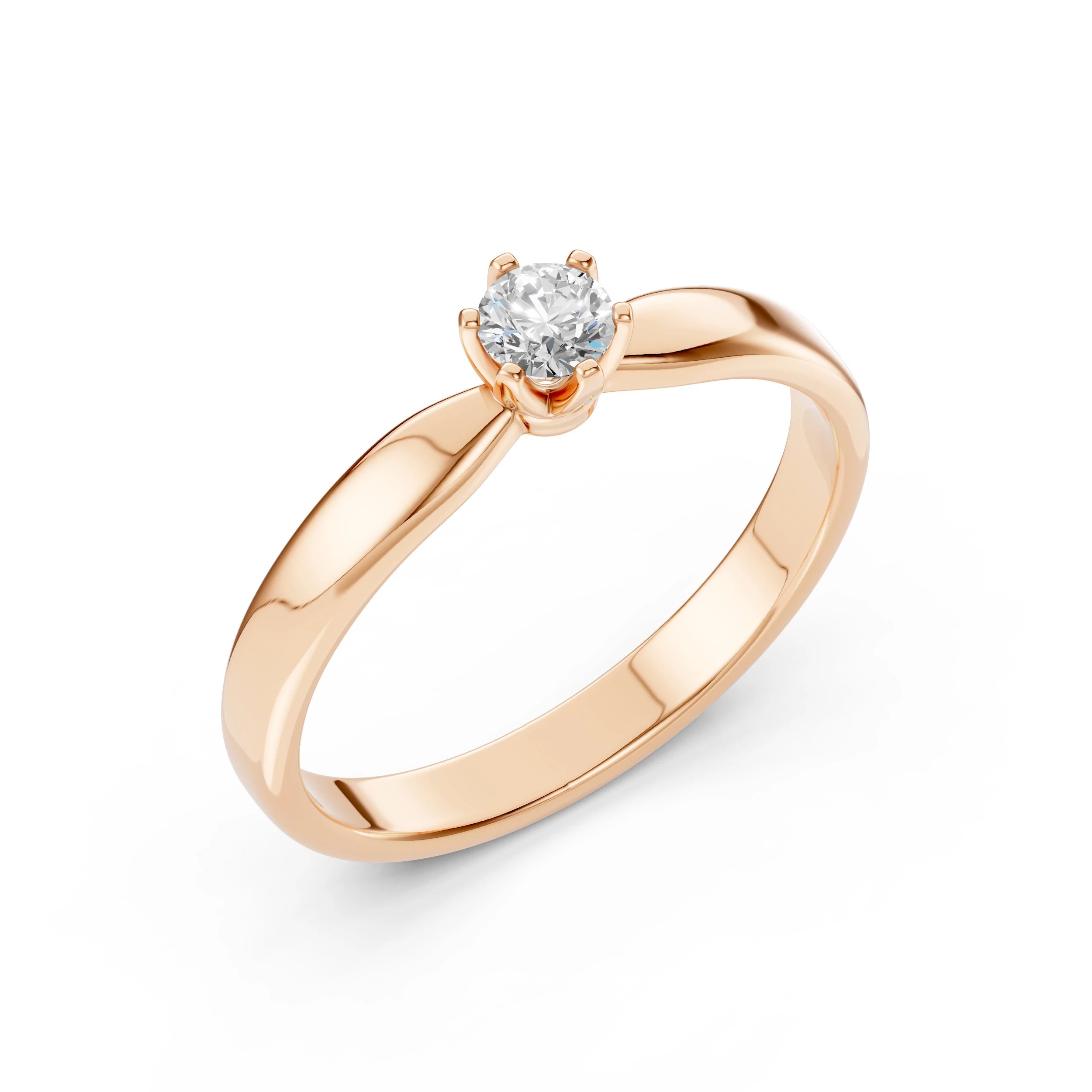 Inel de Logodnă Solitaire din Aur, Diamant Rotund Briliant 0.20 CT
