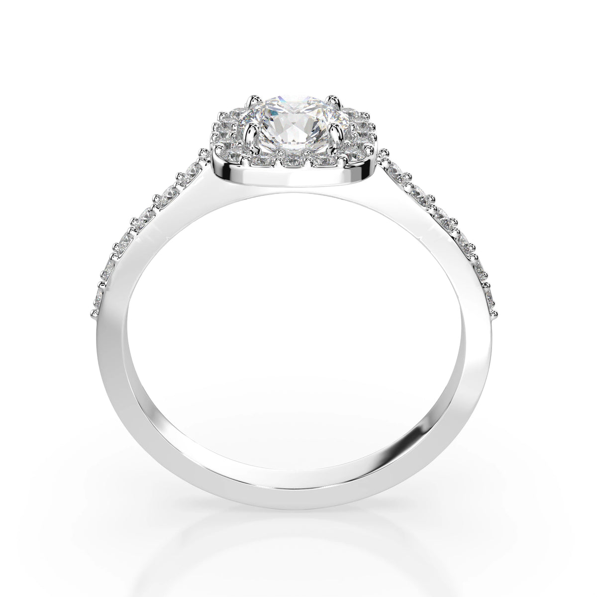 Inel de Logodnă din Aur cu Diamant Central Rotund Briliant și Diamante Laterale 0,71 CT