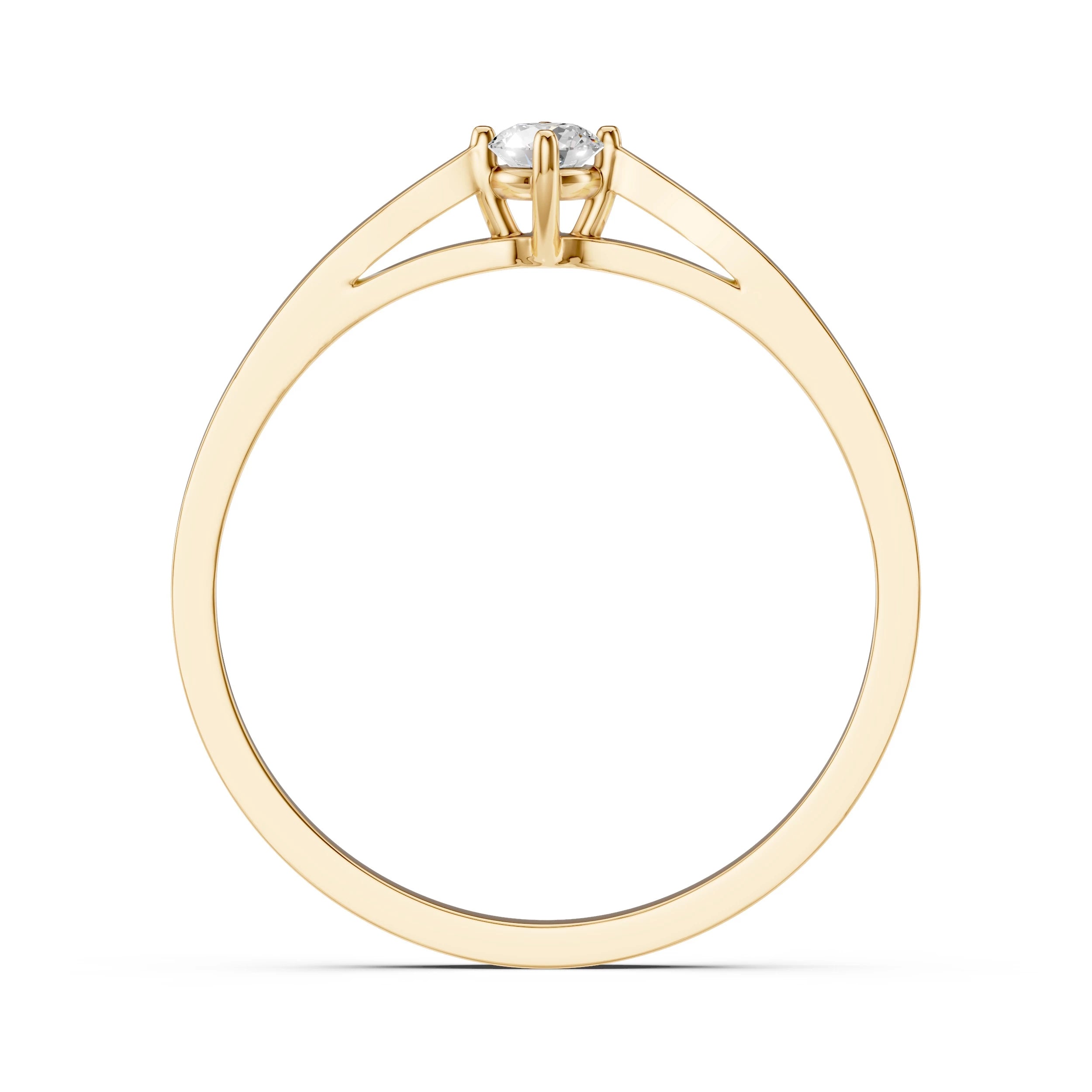 Inel de Logodnă Solitaire din Aur, Diamant Rotund Briliant 0.10 CT