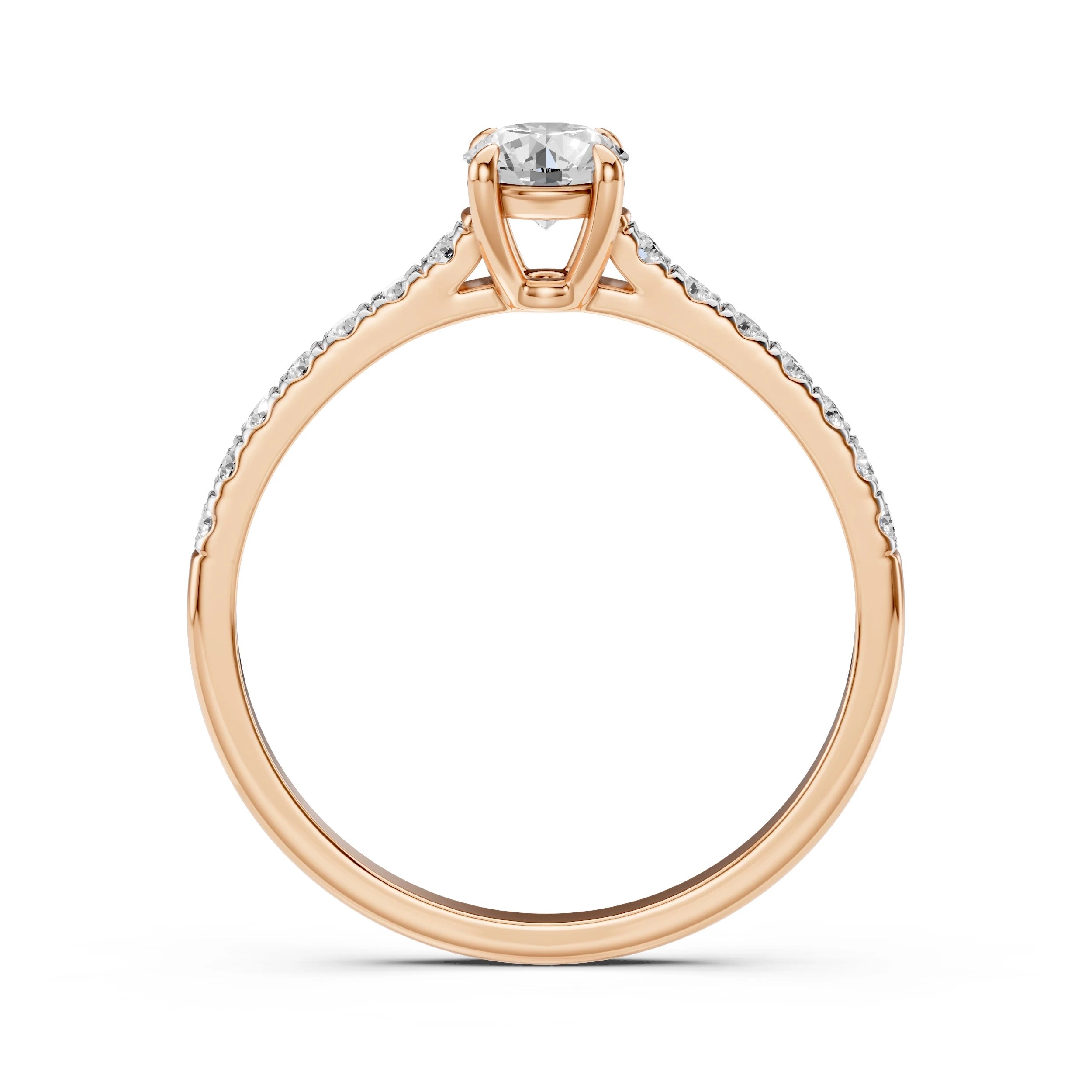 Inel de Logodnă din Aur cu Diamant Central și Diamante Laterale Rotunde 0.71 CT