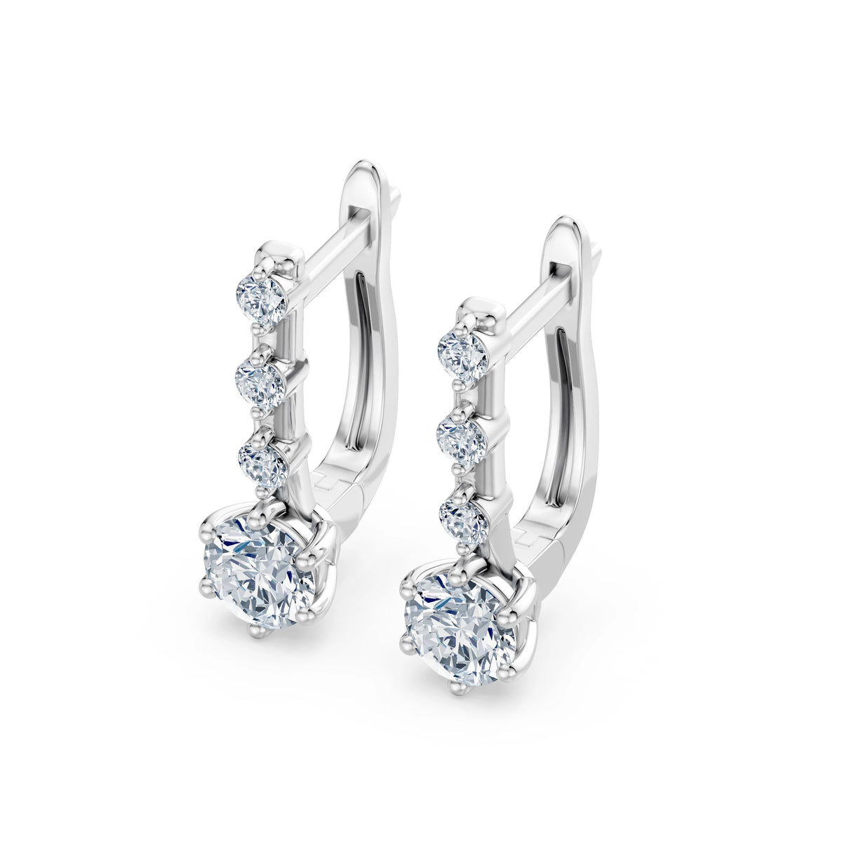 Cercei din Aur cu Diamante, Forma Rotund Briliant, 0,72 CT