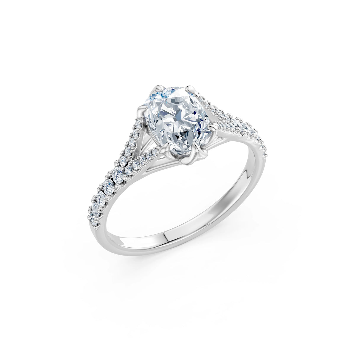 Inel de Logodnă din Aur cu Diamant Central Cushion și Diamante Laterale 1,81 CT