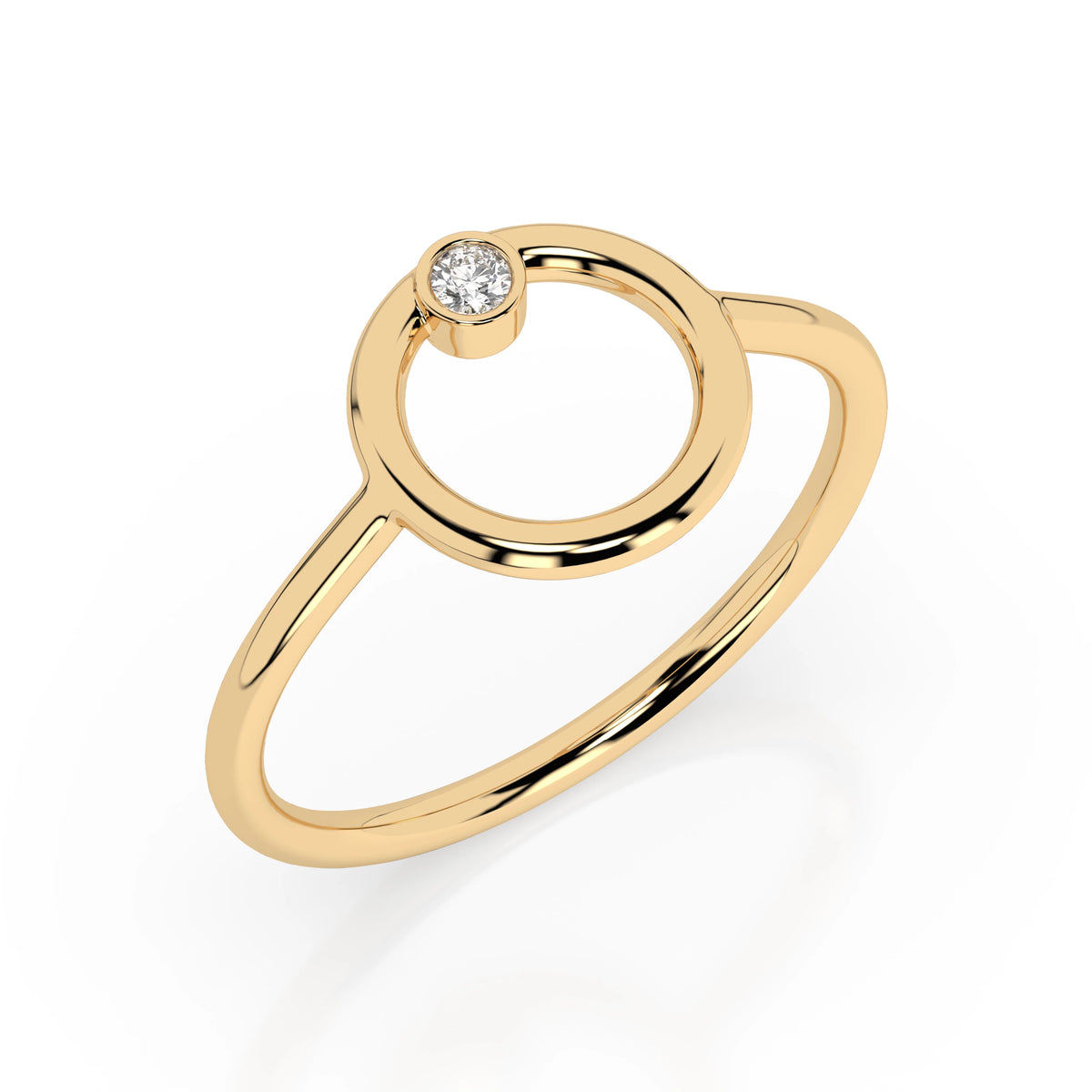 Inel din Aur cu Diamant, Forma Rotund Briliant, 0,03 CT