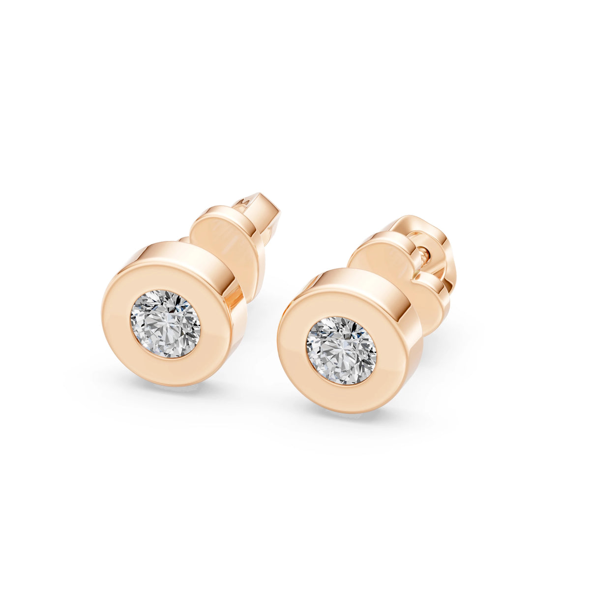 Cercei din Aur cu Diamante, Forma Rotund Briliant, 0,40 CT