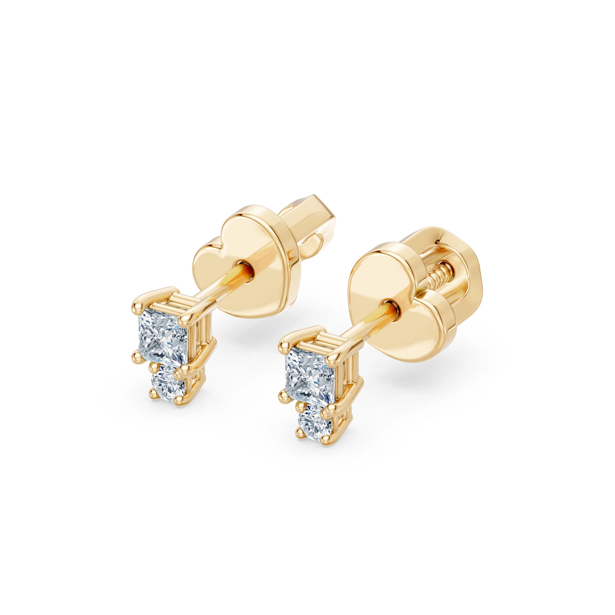 Cercei din Aur cu Diamante, Forma Princess, 0,24 CT