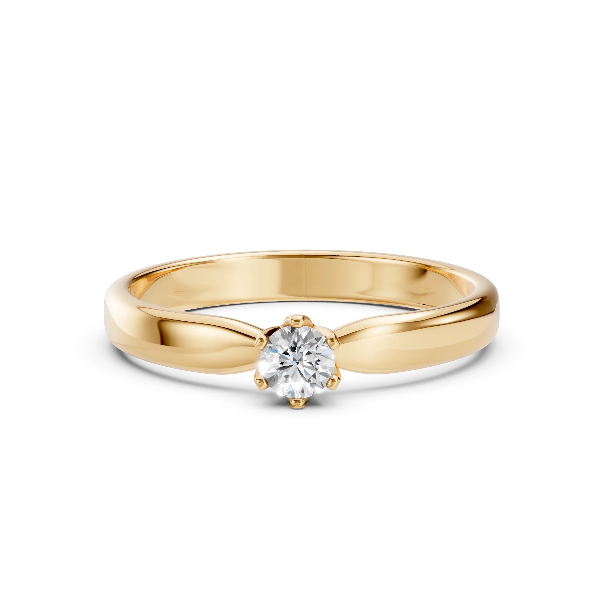 Inel de Logodnă Solitaire din Aur, Diamant Rotund Briliant 0.20 CT