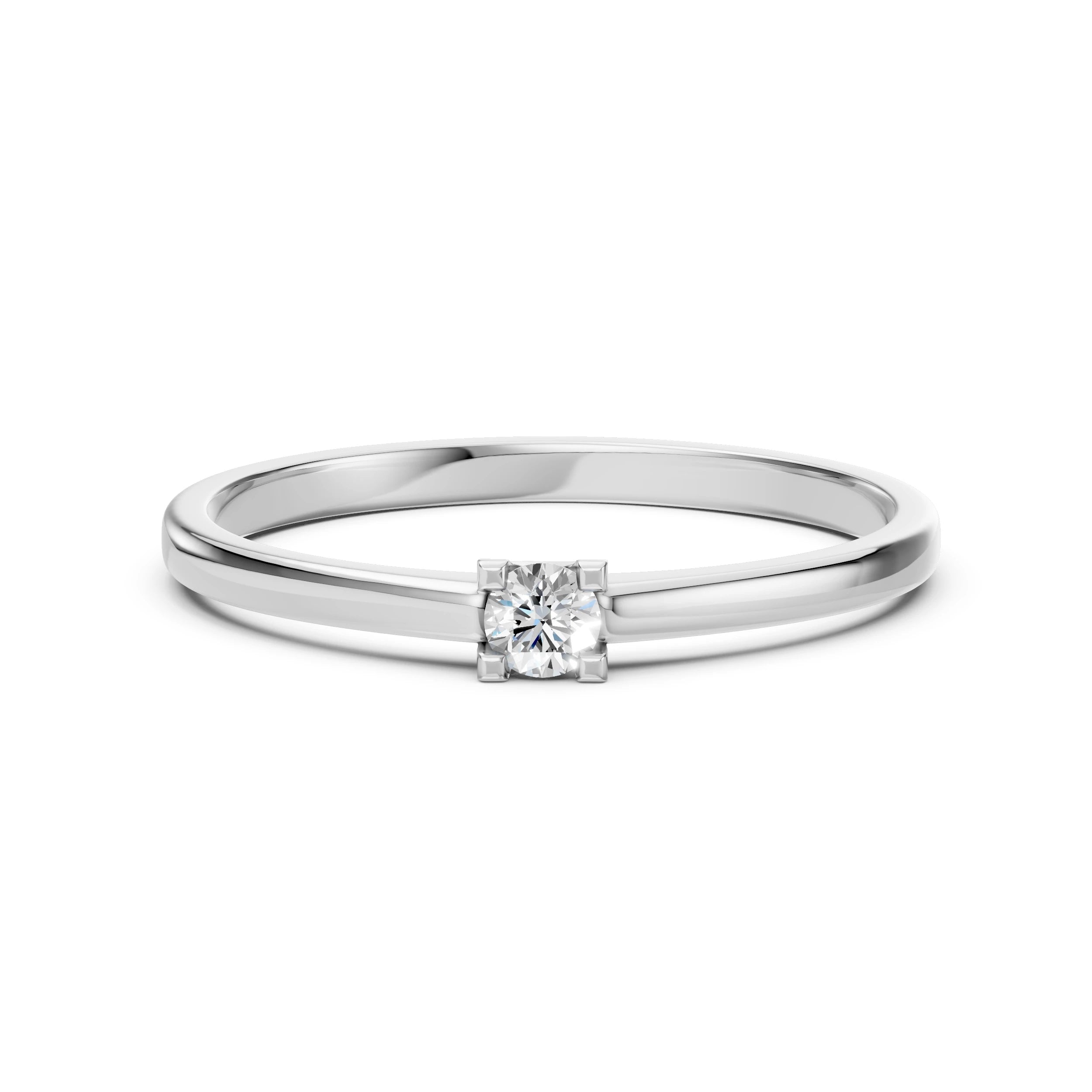 Inel de Logodnă Solitaire din Aur, Diamant Rotund Briliant 0.10 CT