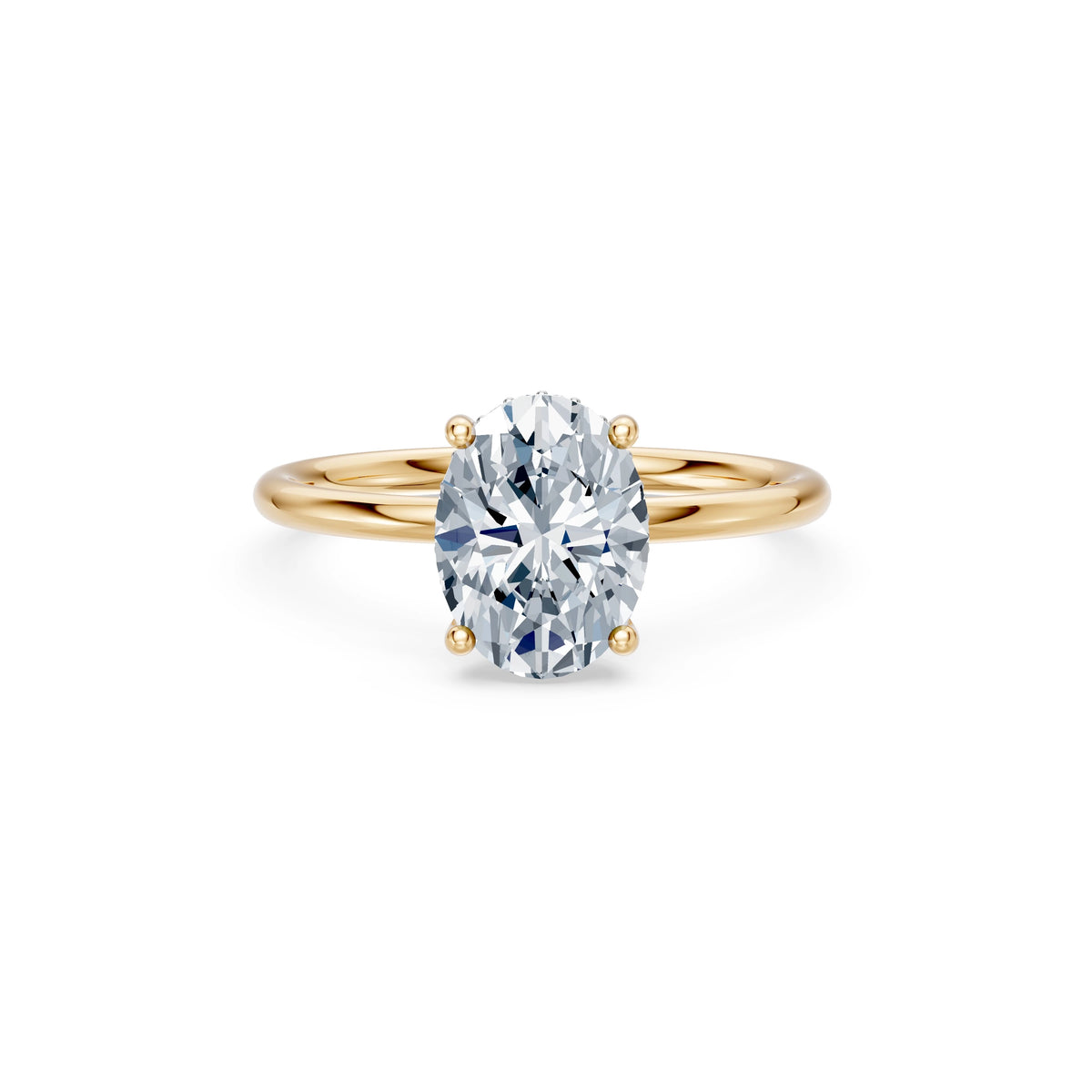 Inel de Logodnă Solitaire din Aur, Diamant Oval 2,00 CT