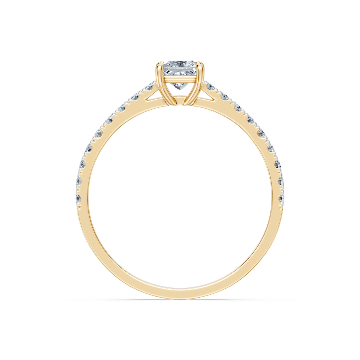 Inel de Logodnă din Aur cu Diamant Central Princess și Diamante Laterale 0,53 CT