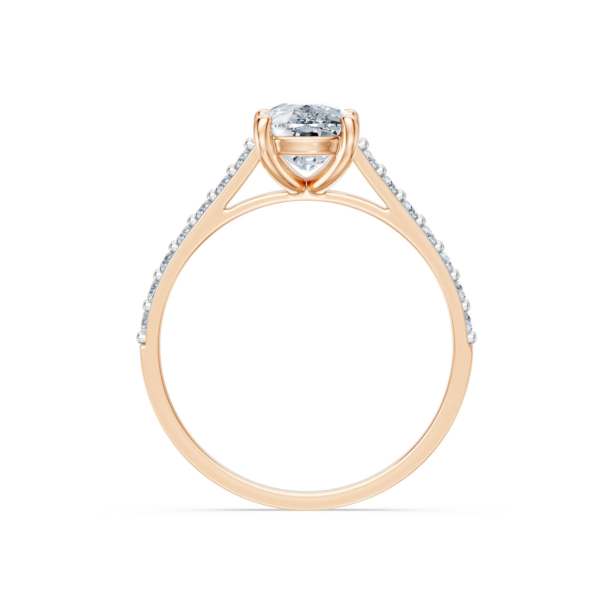 Inel de Logodnă din Aur cu Diamant Central Cushion și Diamante Laterale 1,78 CT