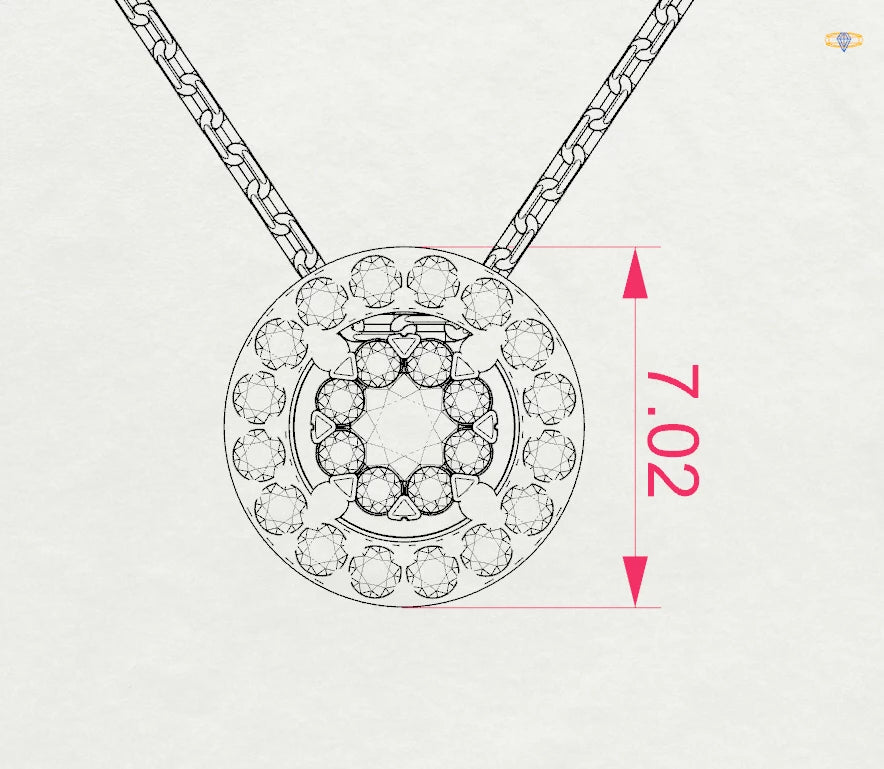 Colier din Aur cu Diamante, Forma Rotund Briliant, 0,18 CT