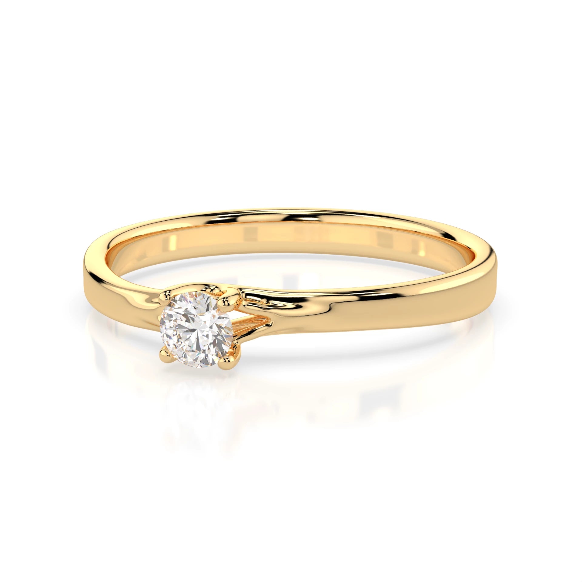 Inel de Logodnă Solitaire din Aur, Diamant Rotund Briliant 0.10 CT