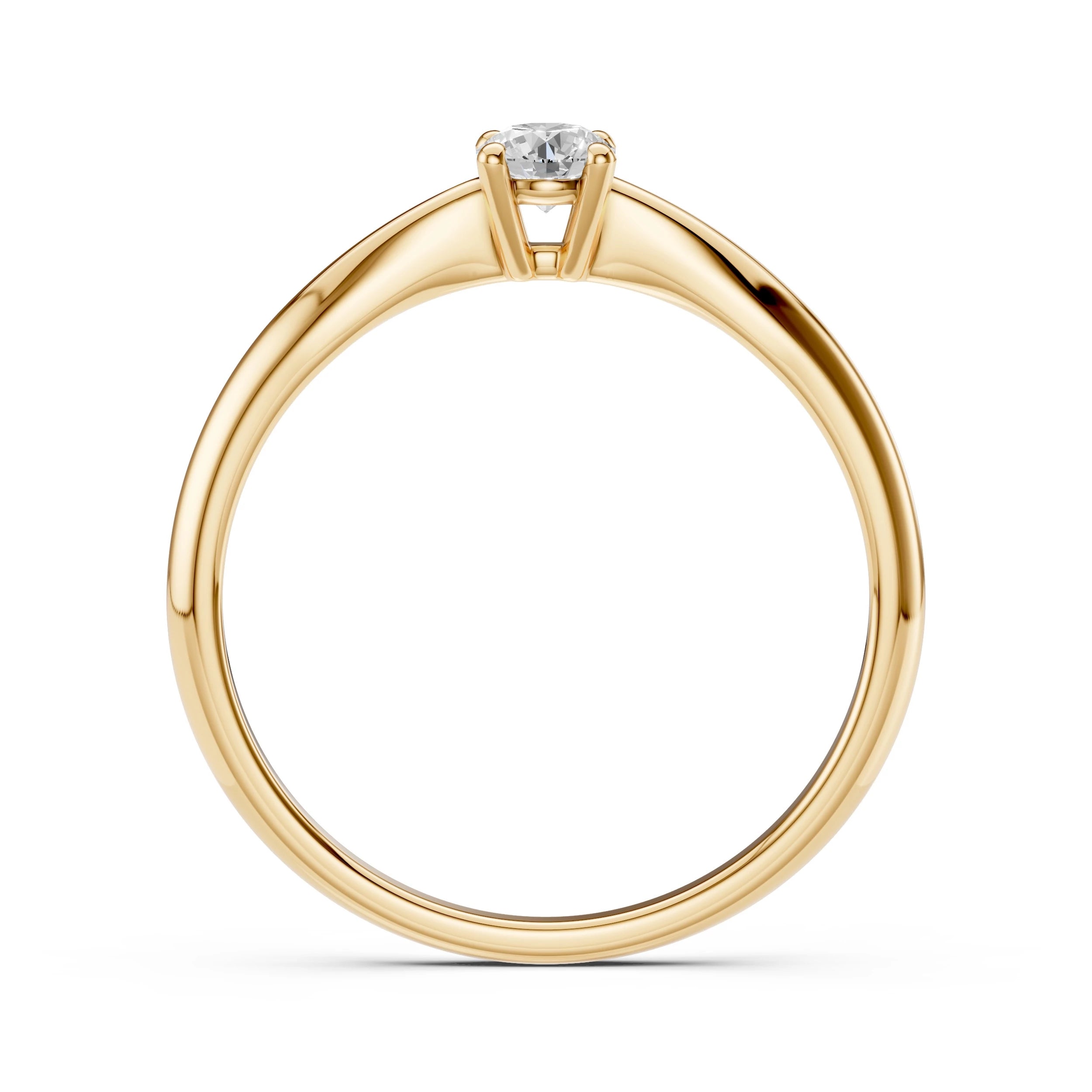 Inel de Logodnă Solitaire din Aur, Diamant Rotund Briliant 0.20 CT