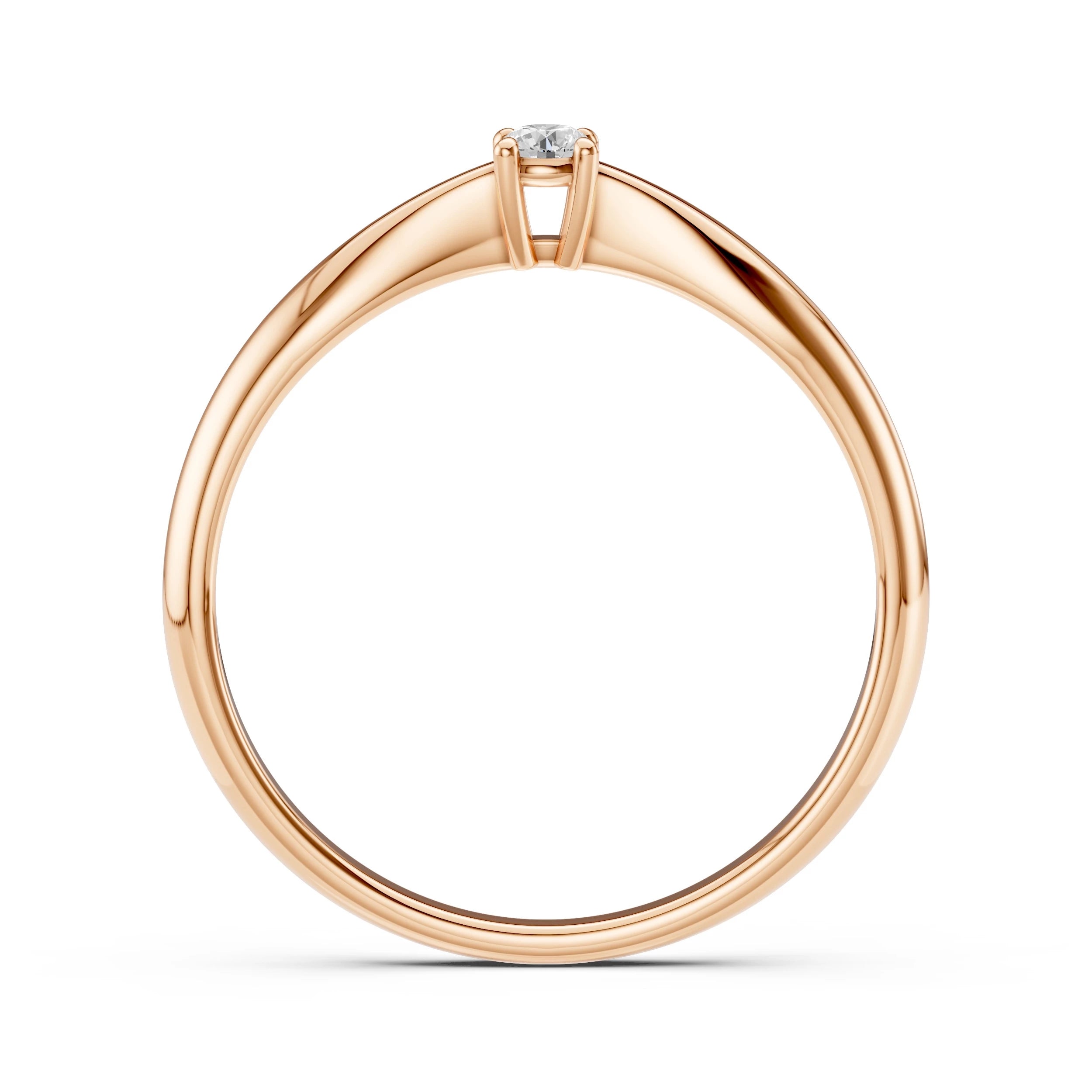 Inel de Logodnă Solitaire din Aur, Diamant Rotund Briliant 0.06 CT