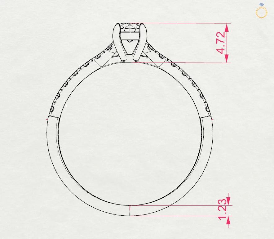 Inel de Logodnă din Aur cu Diamant Central și Diamante Laterale Rotunde 0.41 CT