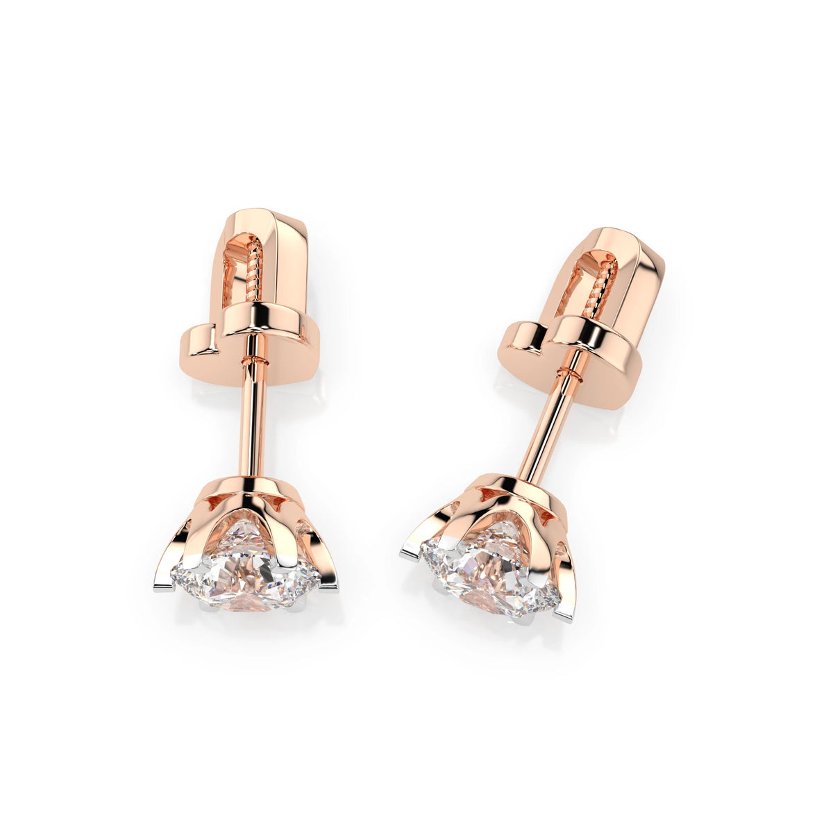 Cercei din Aur cu Diamante, Forma Rotund Briliant, 1,00 CT