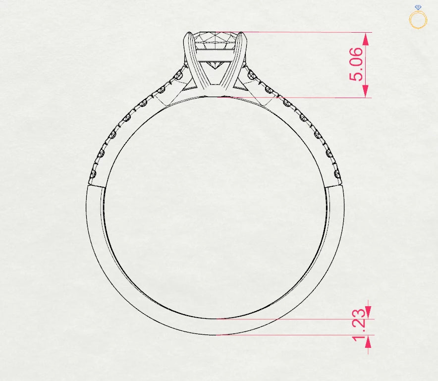 Inel de Logodnă din Aur cu Diamant Central și Diamante Laterale Rotunde 0.61 CT