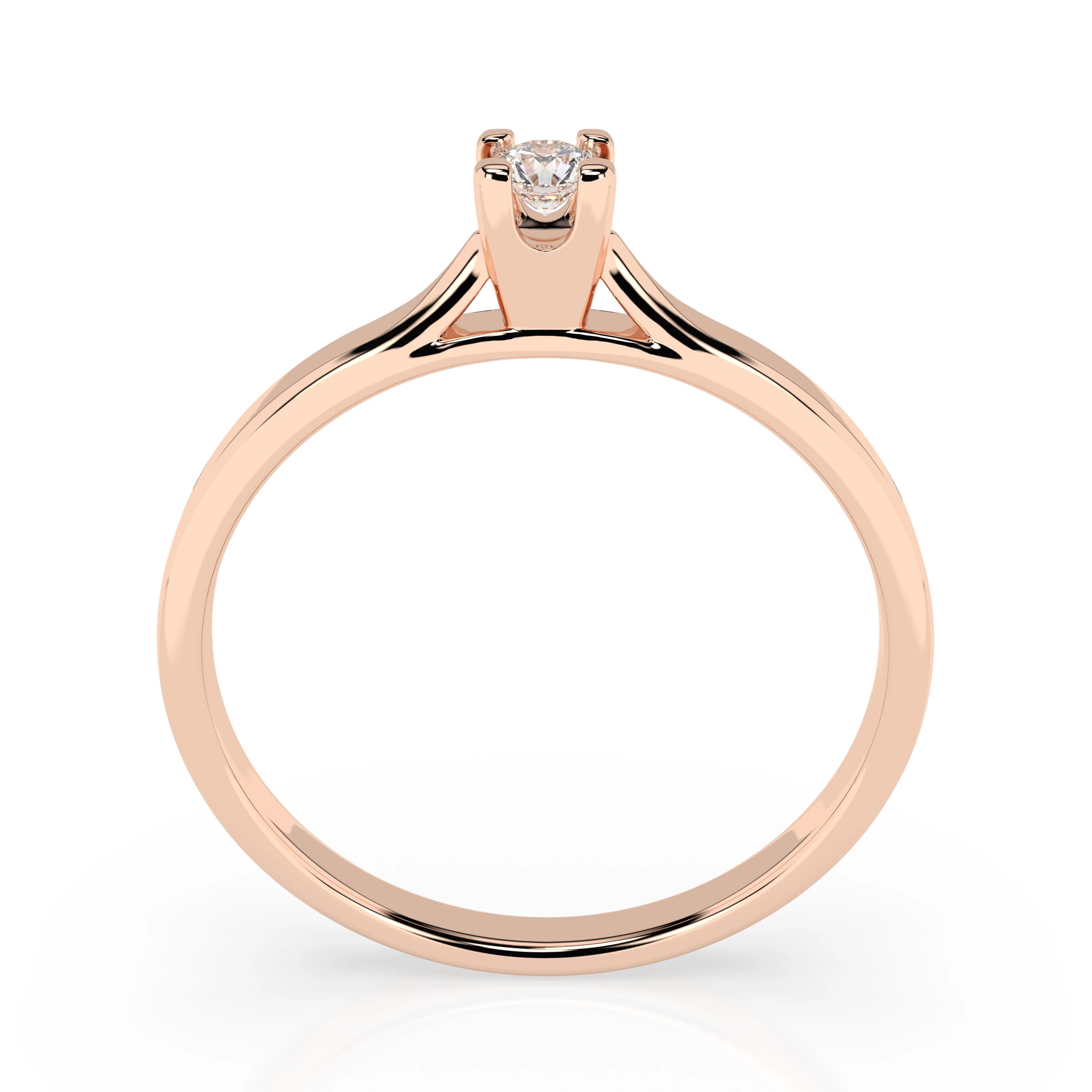 Inel de Logodnă Solitaire din Aur, Diamant Rotund Briliant 0.06 CT