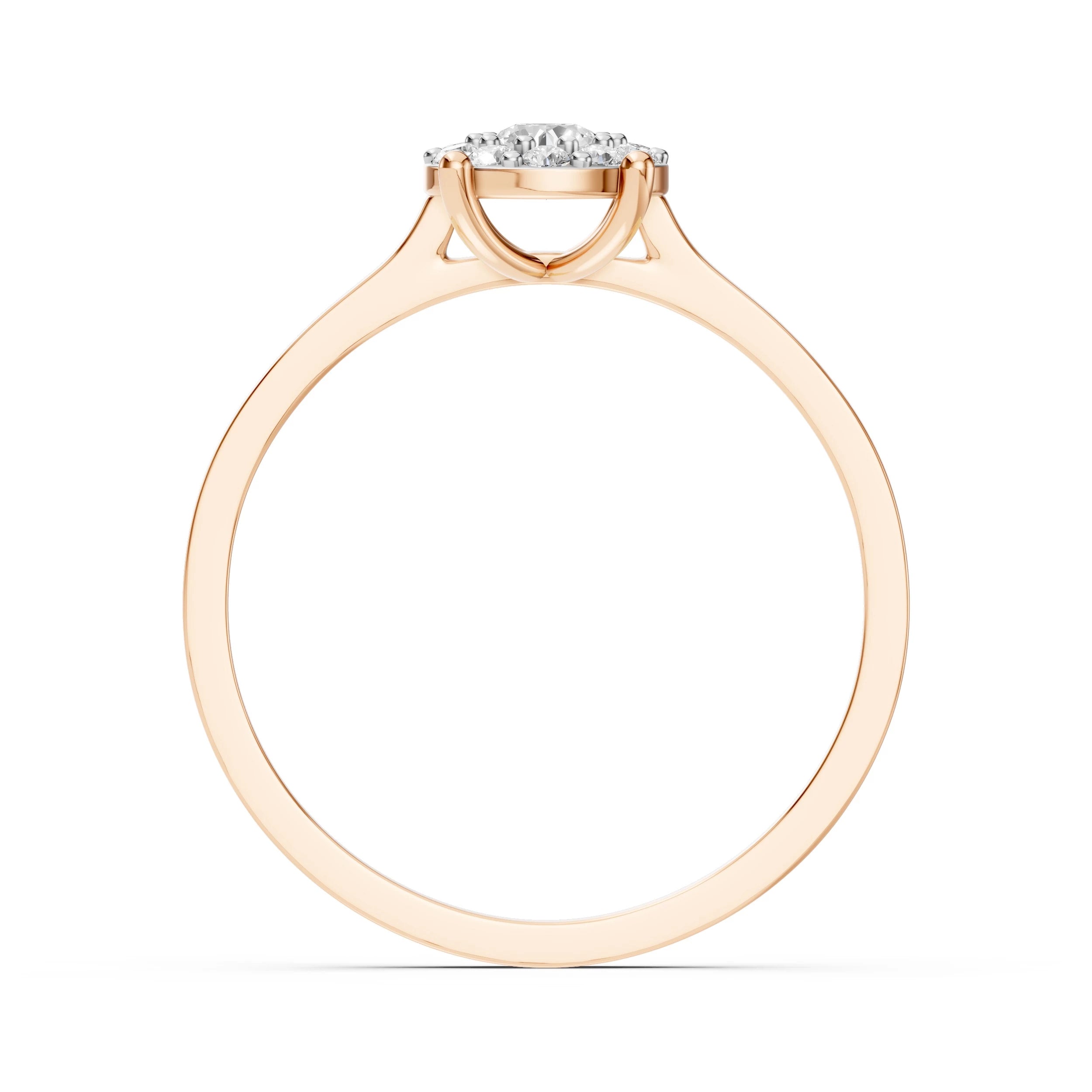 Inel de Logodnă din Aur cu Diamant Central și Diamante Laterale Rotunde 0.30 CT