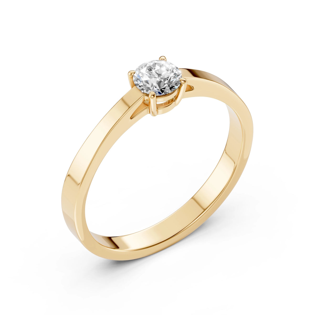 Inel de Logodnă Solitaire din Aur, Diamant Rotund Briliant 0.40 CT