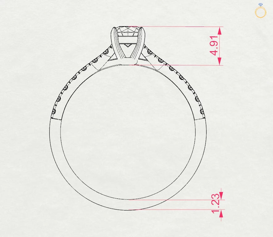 Inel de Logodnă din Aur cu Diamant Central și Diamante Laterale Rotunde 0.51 CT