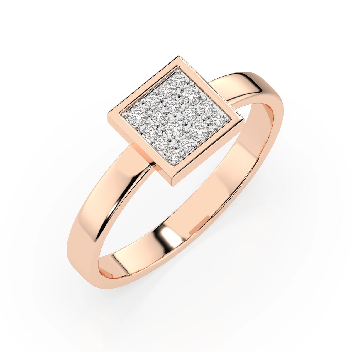 Inel din Aur cu Diamante, Forma Rotund Briliant, 0,13 CT