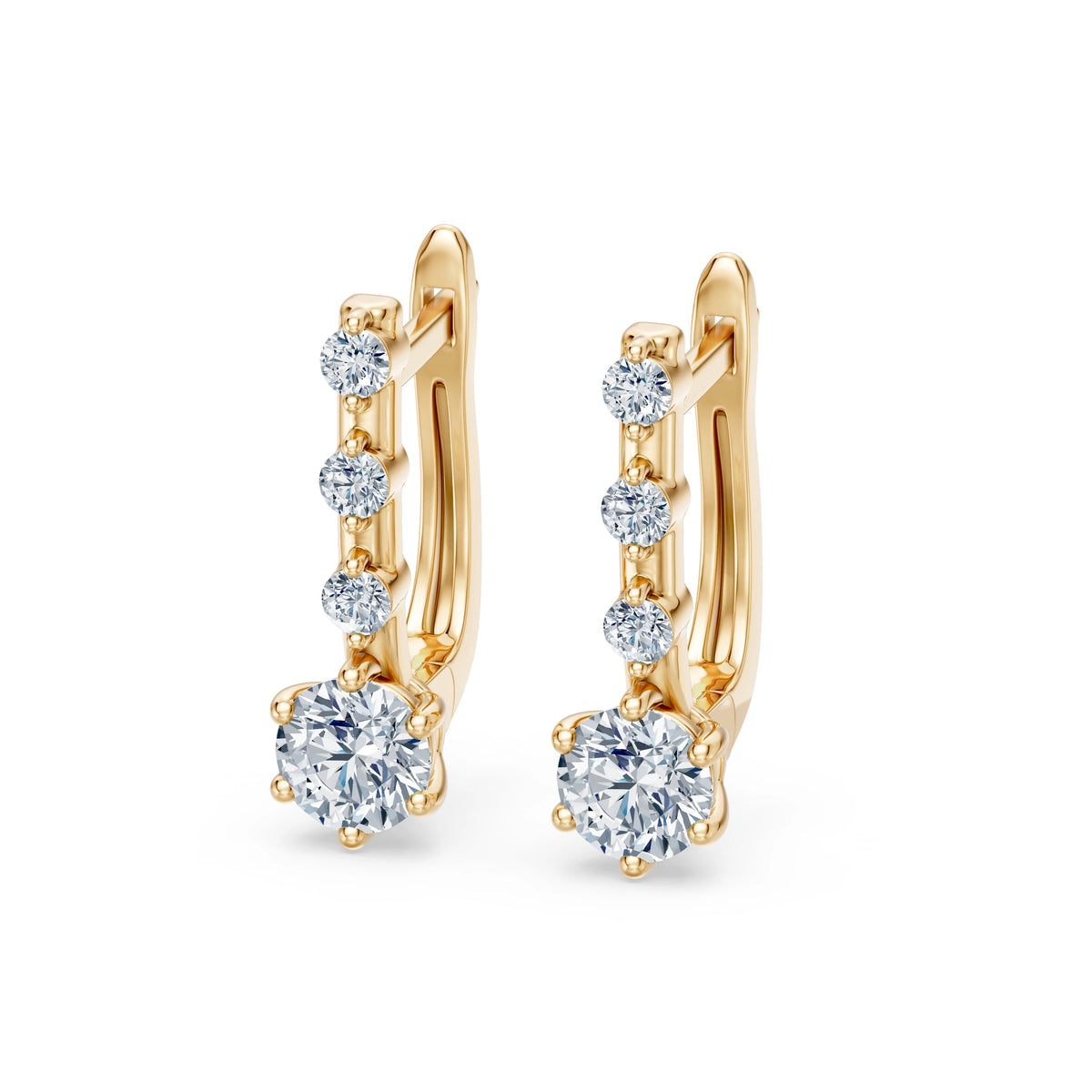 Cercei din Aur cu Diamante, Forma Rotund Briliant, 0,72 CT