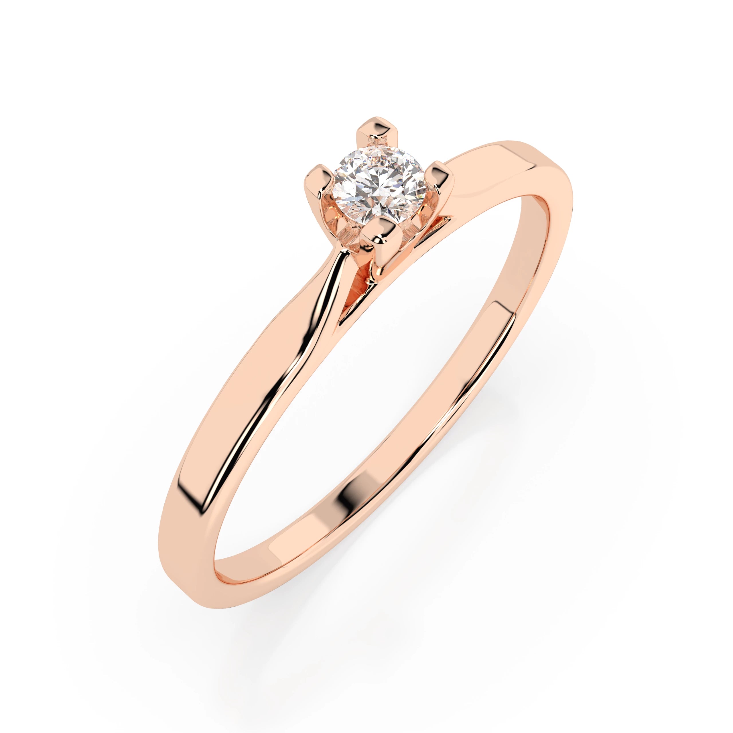 Inel de Logodnă Solitaire din Aur, Diamant Rotund Briliant 0.06 CT
