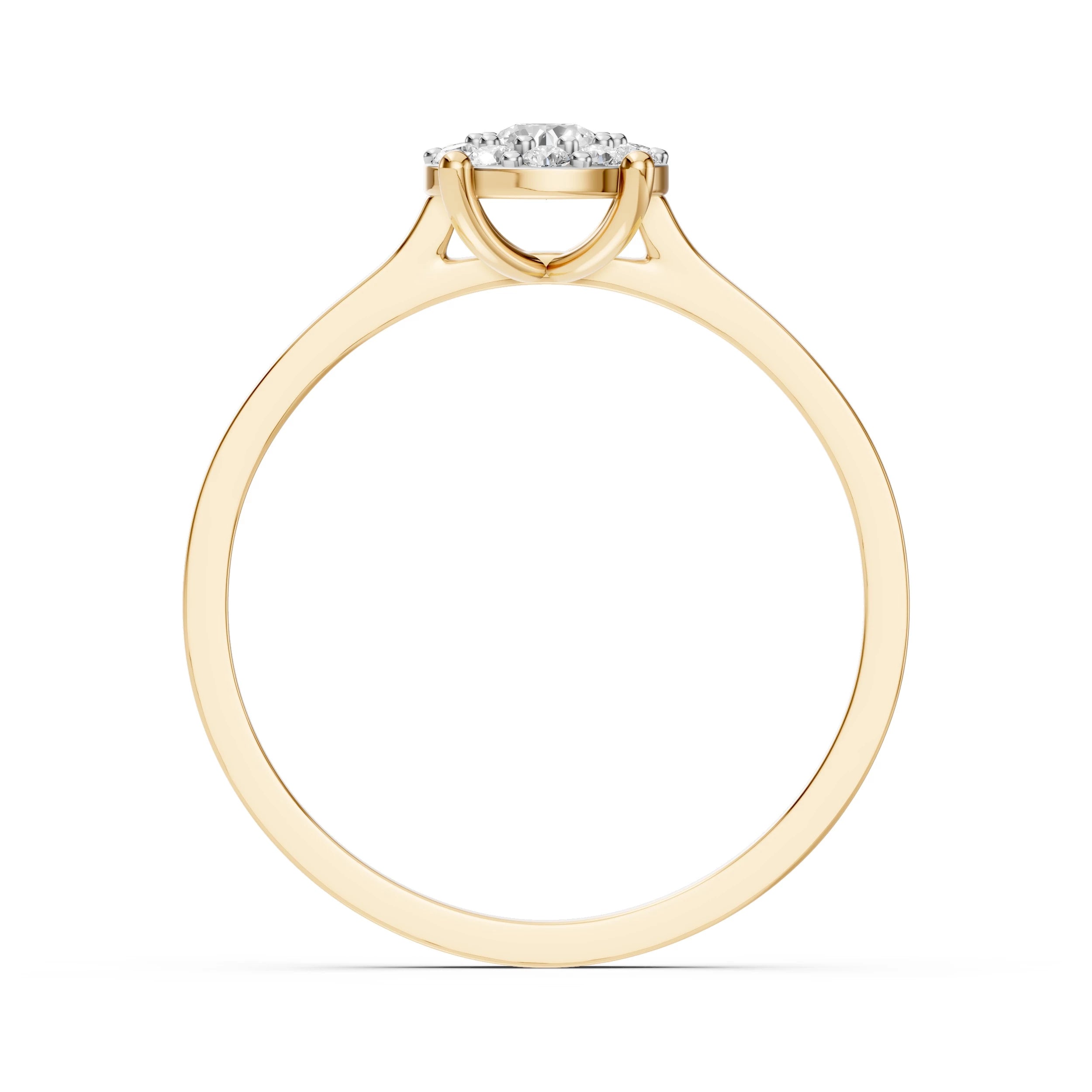 Inel de Logodnă din Aur cu Diamant Central și Diamante Laterale Rotunde 0.30 CT