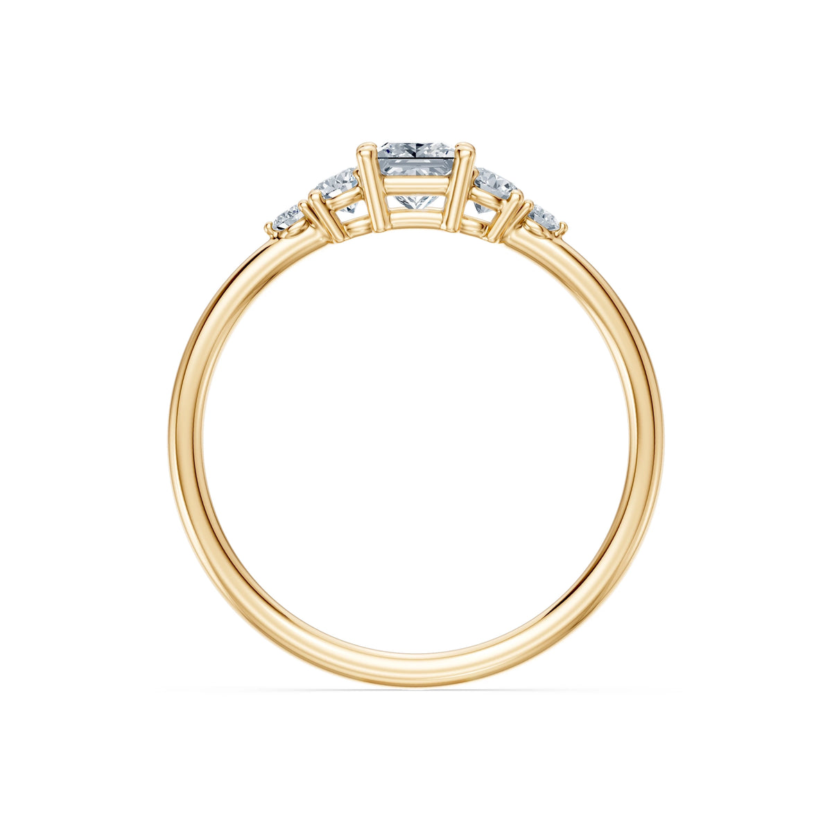 Inel de Logodnă din Aur cu Diamant Central Princess și Diamante Laterale 0,51 CT