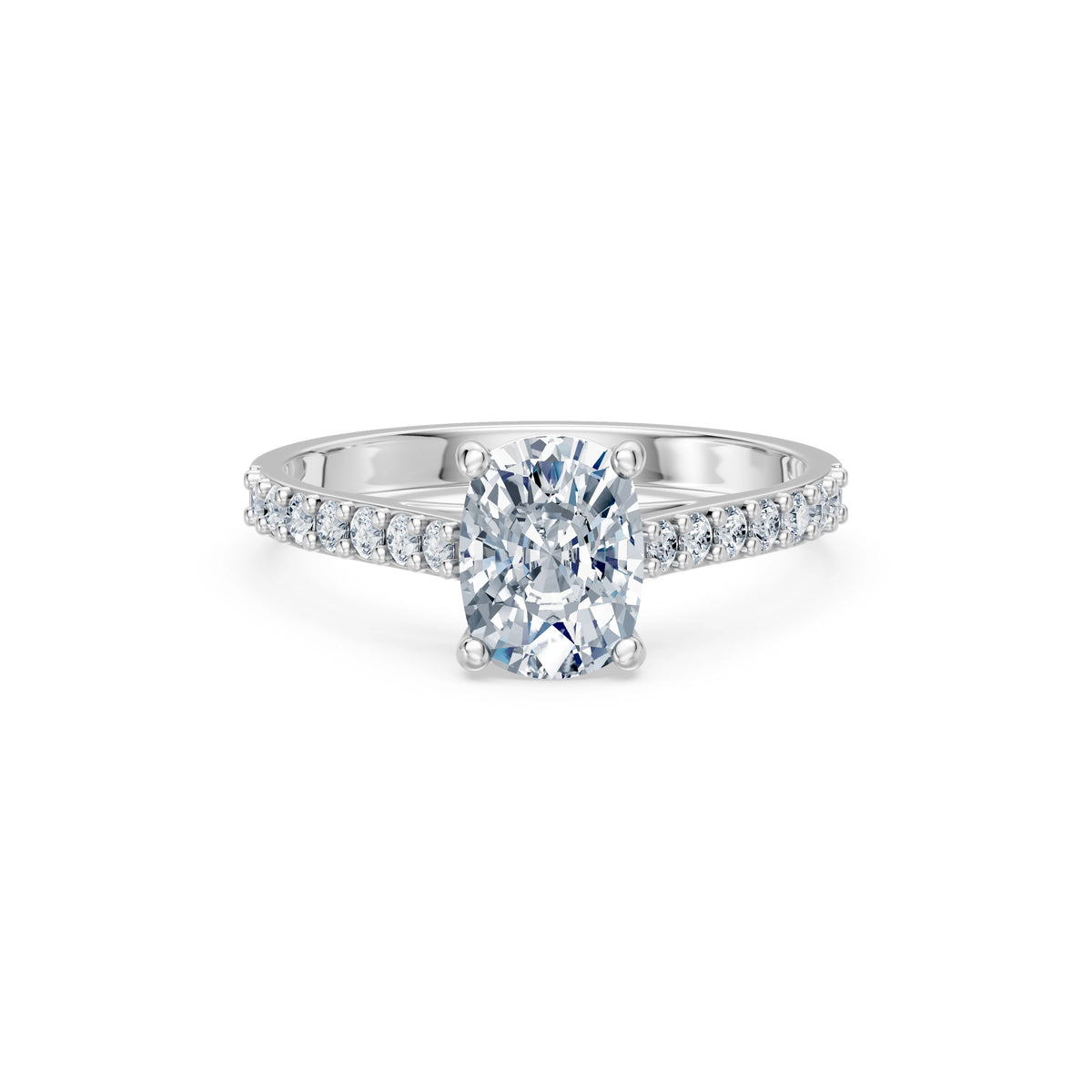 Inel de Logodnă din Aur cu Diamant Central Cushion și Diamante Laterale 1,78 CT