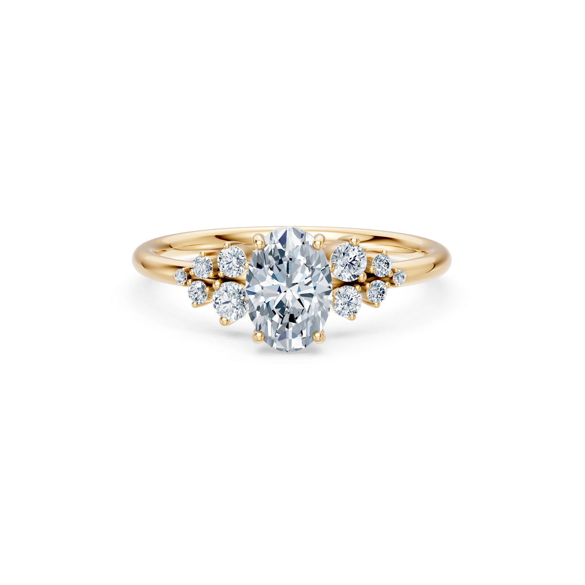 Inel de Logodnă din Aur cu Diamant Central Oval și Diamante Laterale 1,25 CT