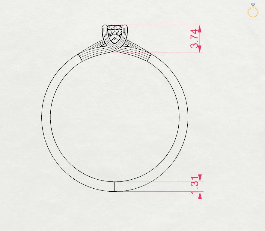 Inel de Logodnă Solitaire din Aur, Diamant Rotund Briliant 0.10 CT
