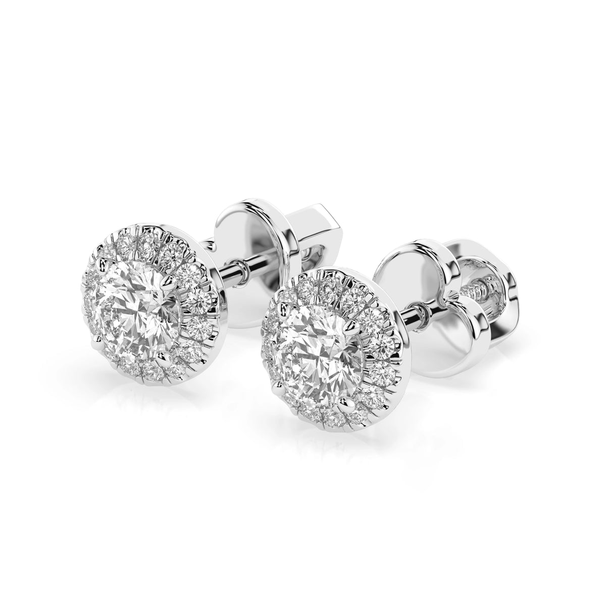 Cercei din Aur cu Diamante, Forma Rotund Briliant, 0,68 CT