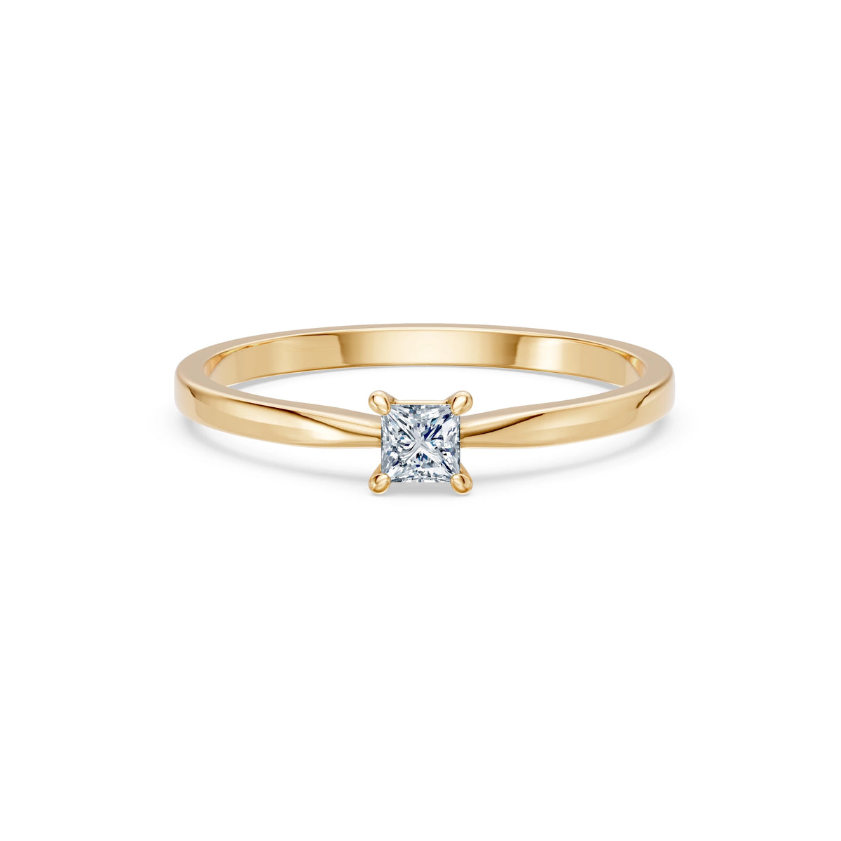 Inel de Logodnă Solitaire din Aur, Diamant Princess 0,17 CT