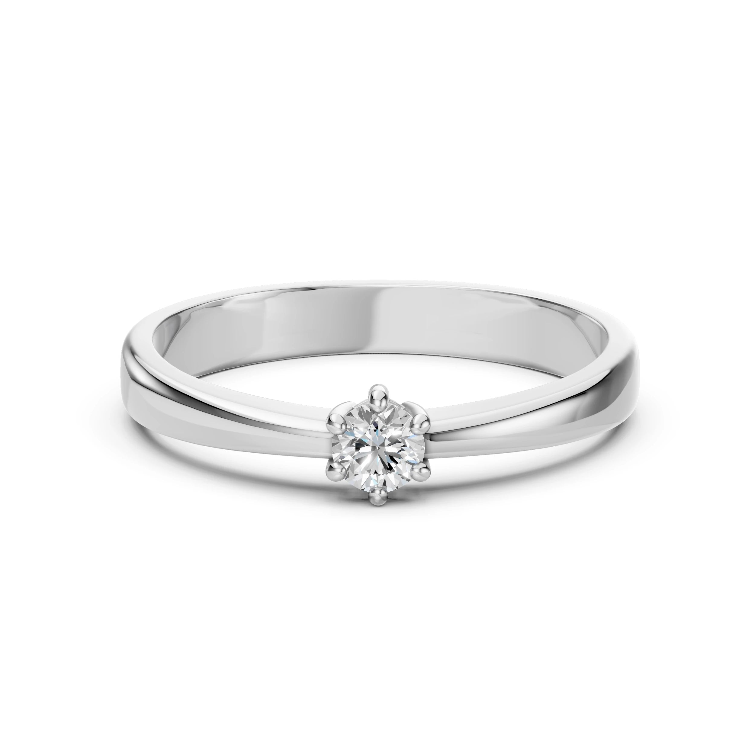 Inel de Logodnă Solitaire din Aur, Diamant Rotund Briliant 0.15 CT