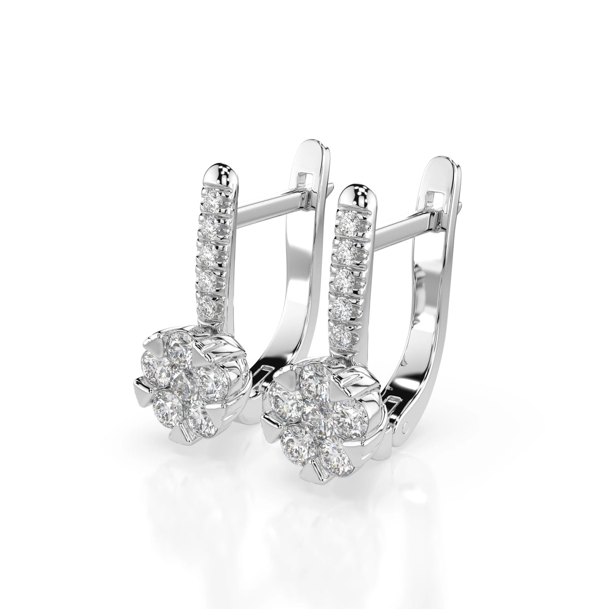 Cercei din Aur cu Diamante, Forma Rotund Briliant, 0,50 CT