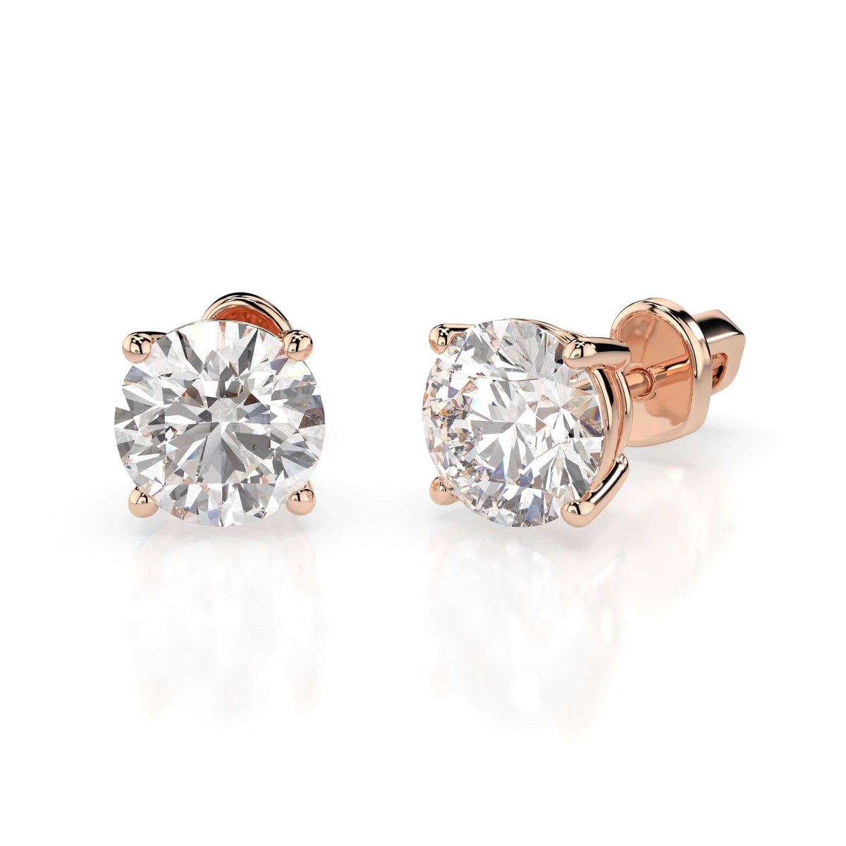 Cercei din Aur cu Diamante, Forma Rotund Briliant, 1,40 CT