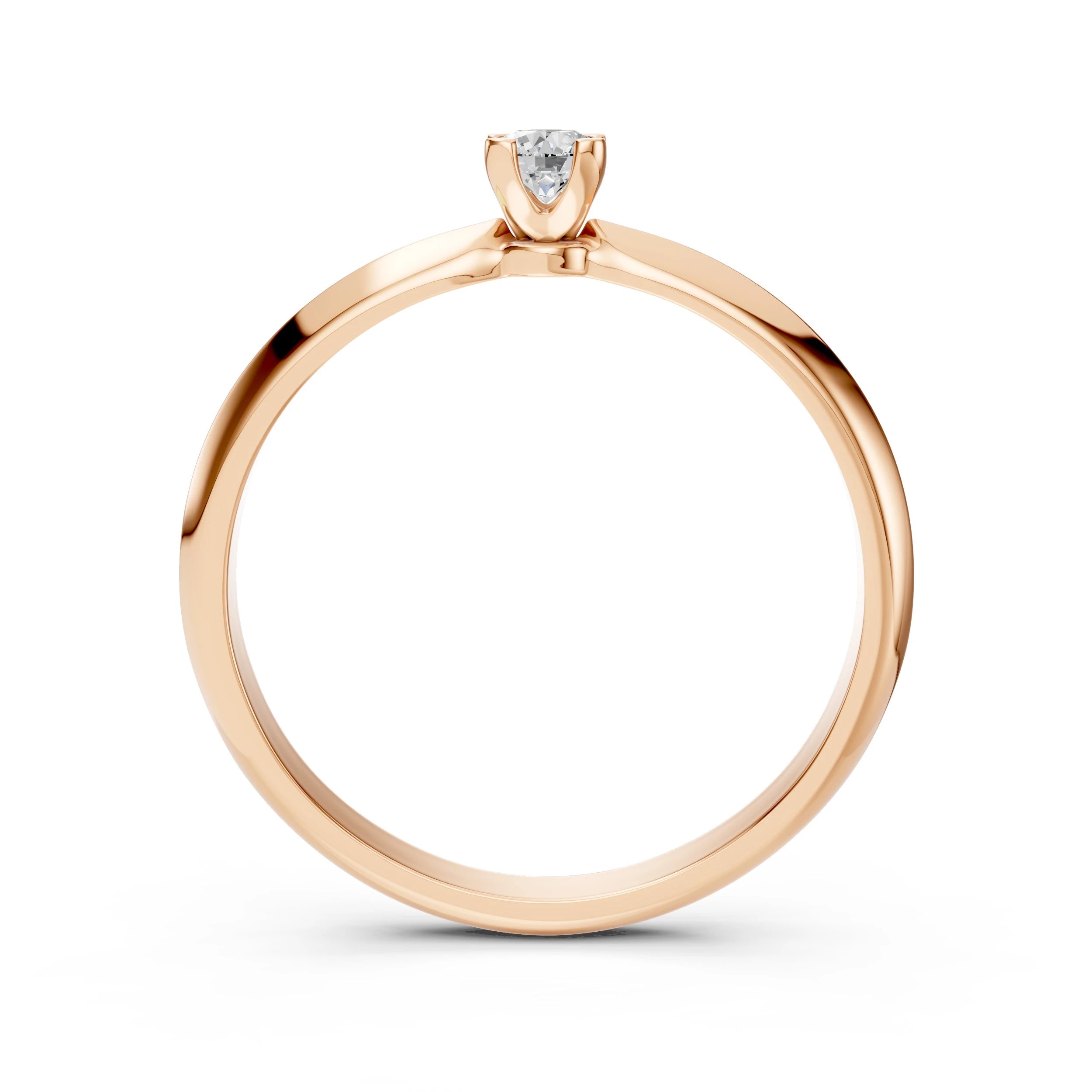 Inel de Logodnă Solitaire din Aur, Diamant Rotund Briliant 0.15 CT