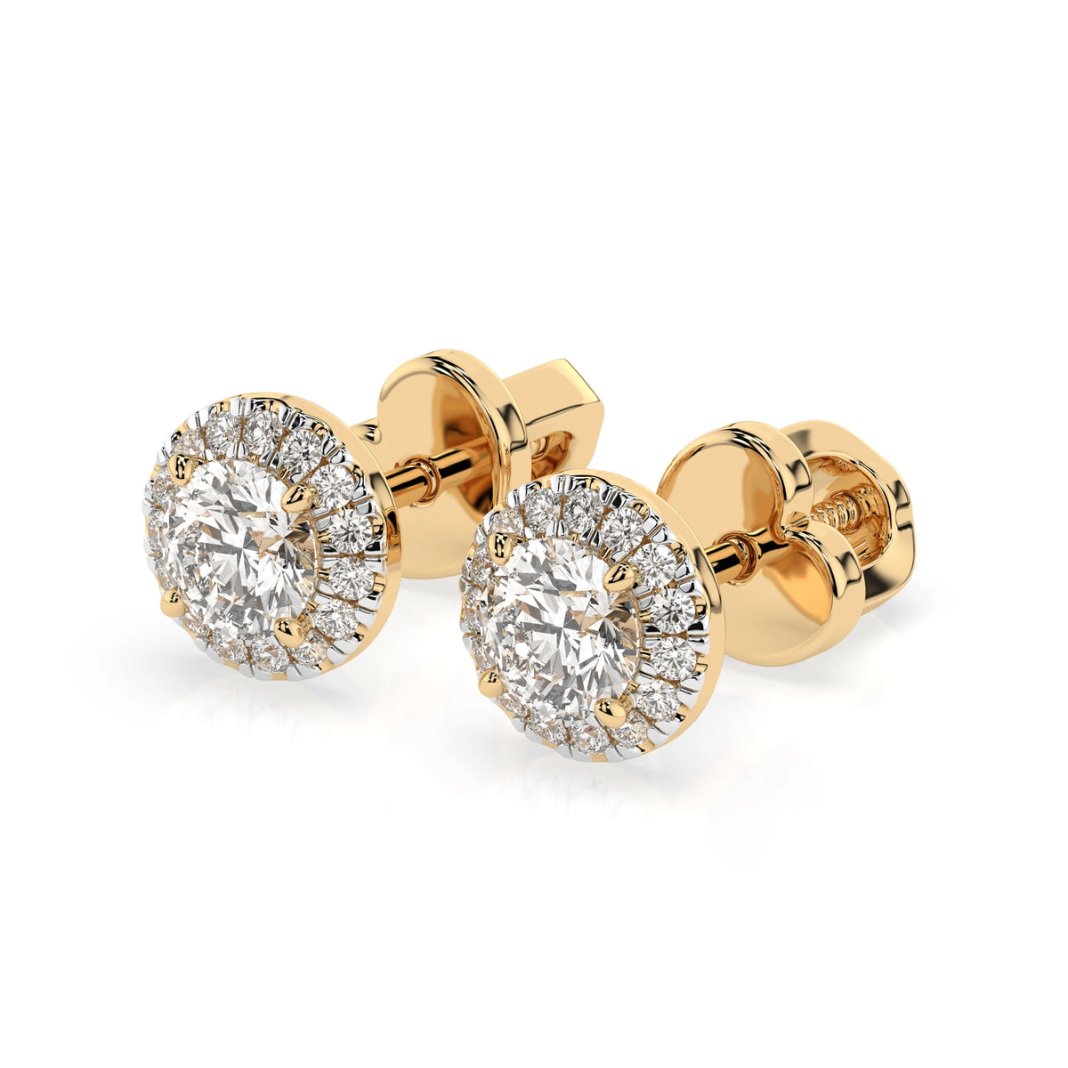 Cercei din Aur cu Diamante, Forma Rotund Briliant, 0,68 CT