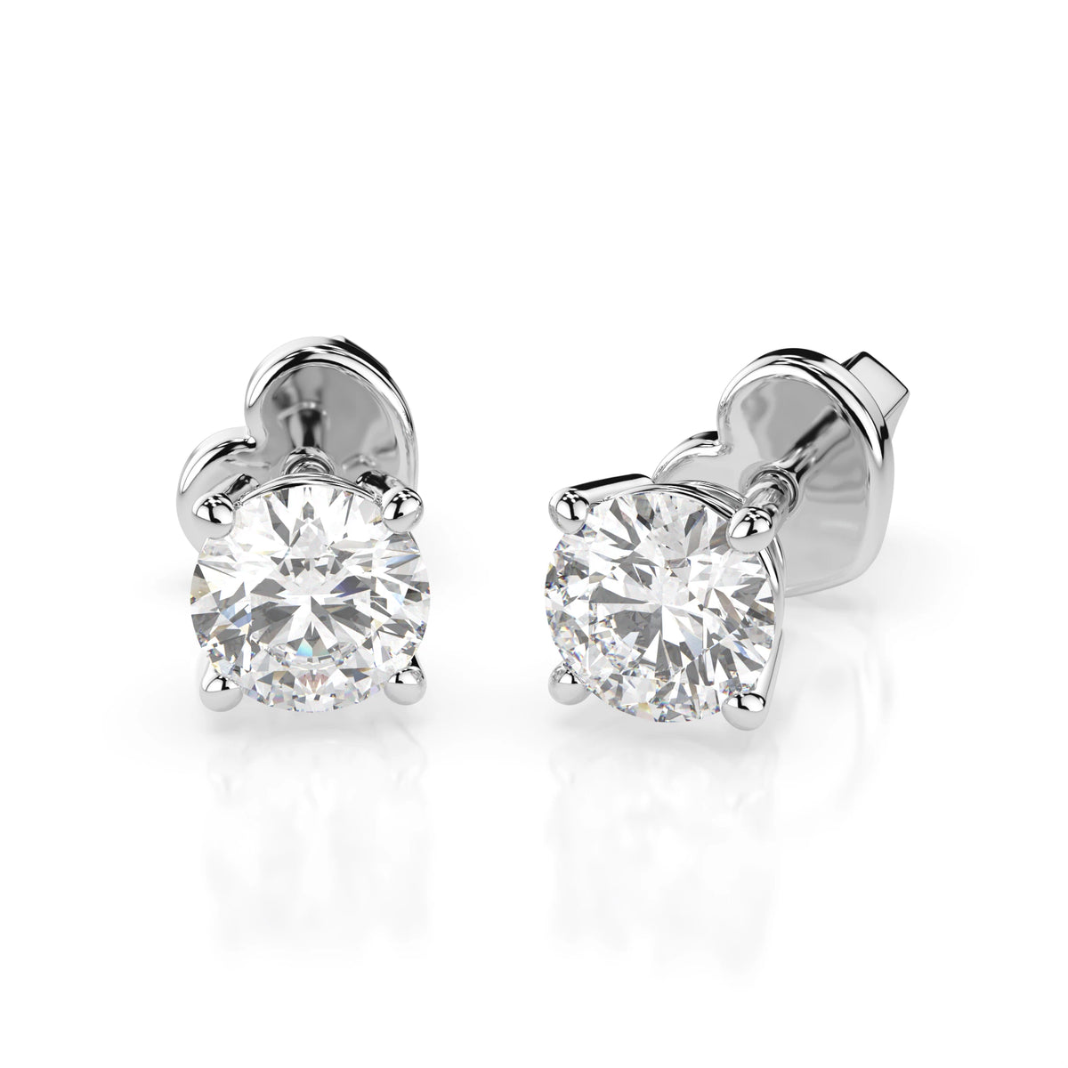 Cercei din Aur cu Diamante, Forma Rotund Briliant, 0,70 CT